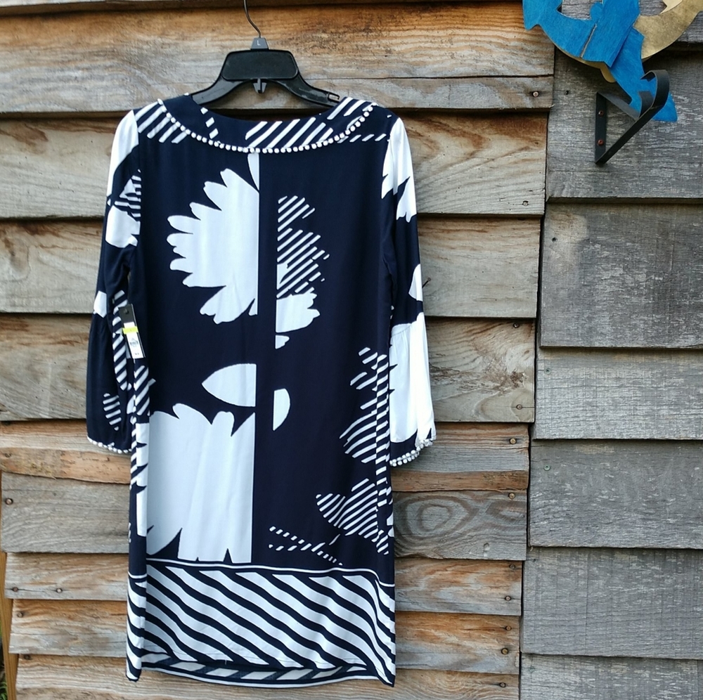 Crown & Ivy Women's Dress Navy/White Geometric Pattern New With Tags Small - Picture 7 of 16